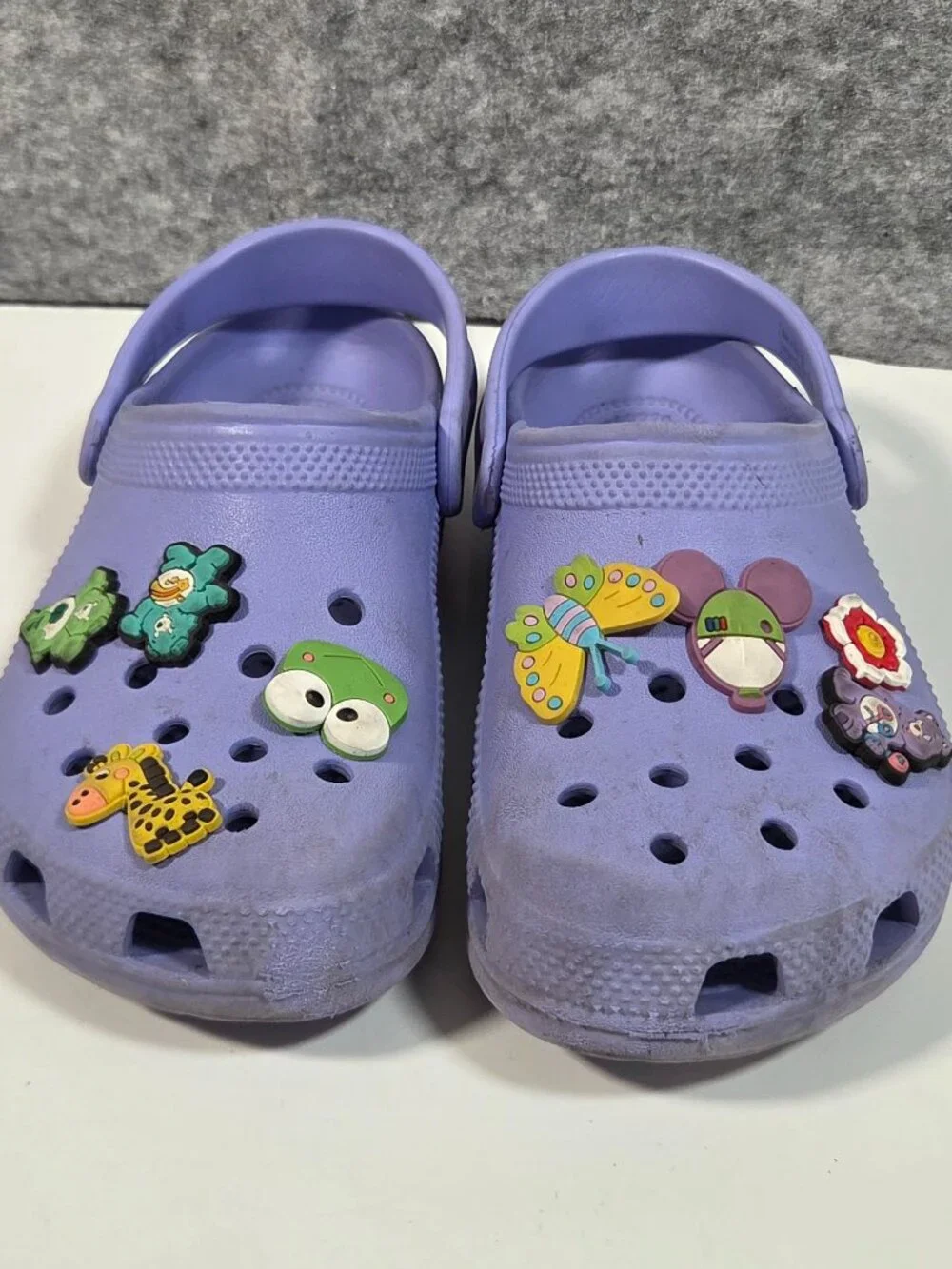 Crocs Purple Classic Clogs Youth J3 Charms Y2K Kidcore Slip On Shoes